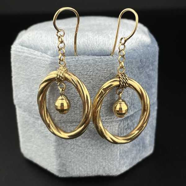 Vintage Large Twisted Cut Gold Target Hoop Earrings - Boylerpf