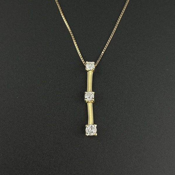 Vintage 14K Gold Diamond Journey Pendant Necklace - Boylerpf