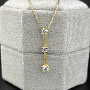 Vintage 14K Gold Diamond Journey Pendant Necklace - Boylerpf