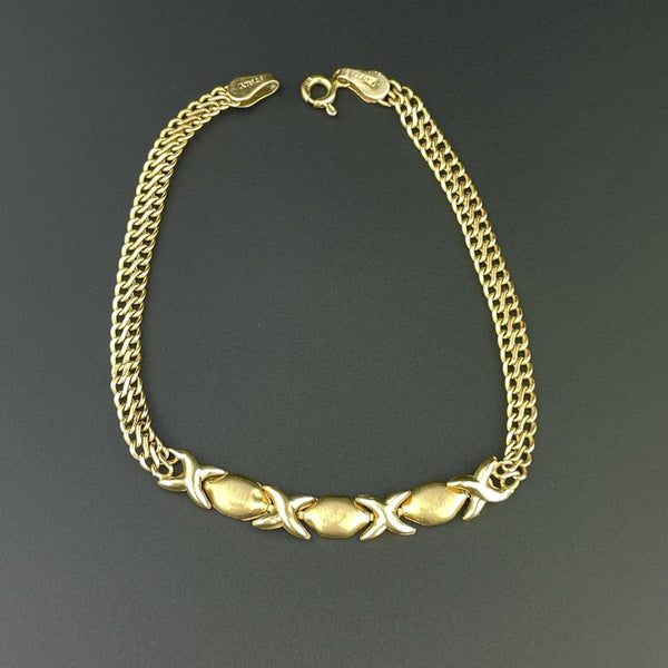 Vintage 10K Gold Hugs and Kisses Chain Bracelet - Boylerpf