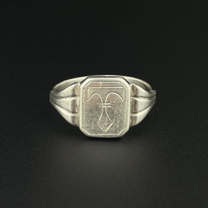 Vintage Silver Engraved Personalized Signet Ring, Sz 10 - Boylerpf