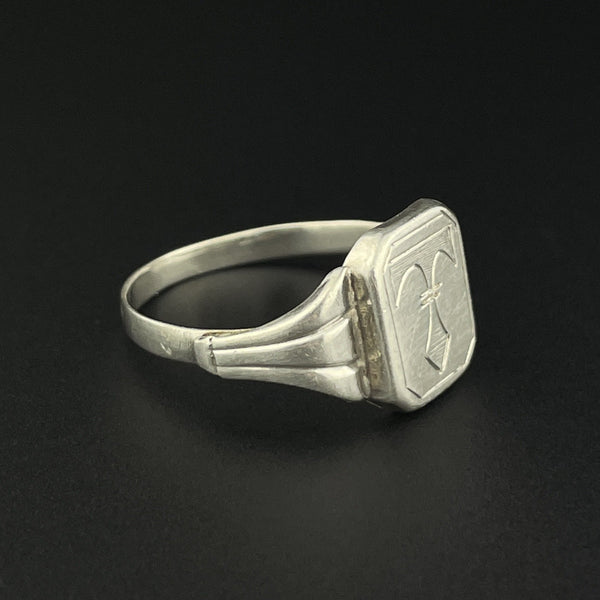 Vintage Silver Engraved Personalized Signet Ring, Sz 10 - Boylerpf