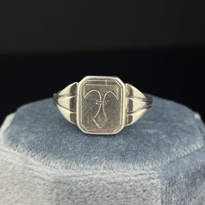 Vintage Silver Engraved Personalized Signet Ring, Sz 10 - Boylerpf