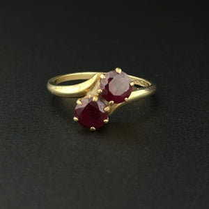 Antique 10K Gold Toi et Moi Garnet Ring, Sz 5.5 - Boylerpf