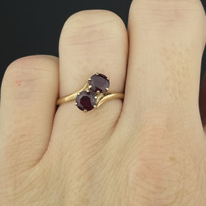 Antique 10K Gold Toi et Moi Garnet Ring, Sz 5.5 - Boylerpf