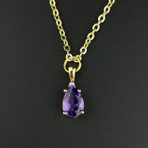 Vintage 14K Gold Diamond Amethyst Pendant Necklace - Boylerpf