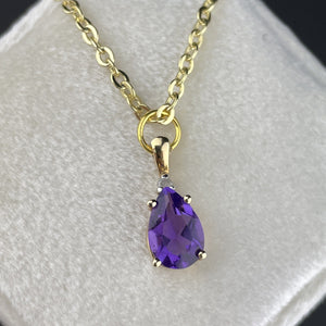 Vintage 14K Gold Diamond Amethyst Pendant Necklace - Boylerpf