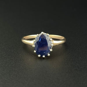 Vintage 10K Gold Oval Blue Sapphire Solitaire Ring, Sz 7 1/4 - Boylerpf