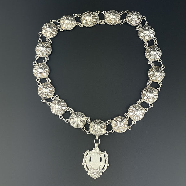 Antique Victorian Grand Croix French Silver Collar Necklace - Boylerpf