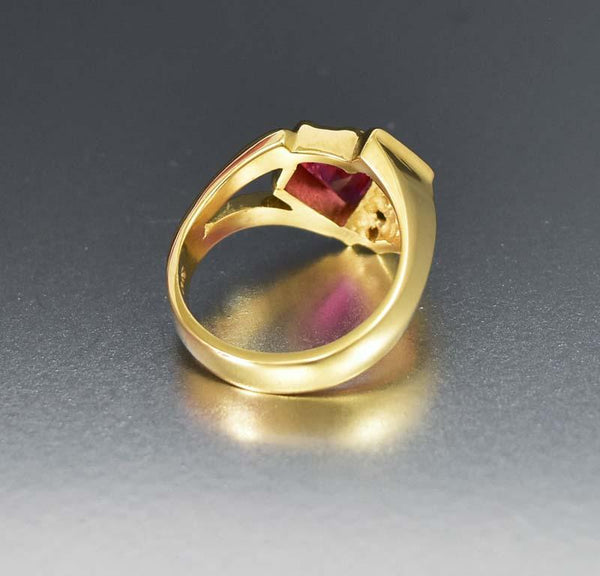 Retro 14K Gold Diamond Pink Tourmaline Ring - Boylerpf