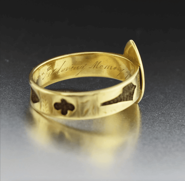 Deposit Antique Forget Me Not Pearl 15K Gold Ring - Boylerpf