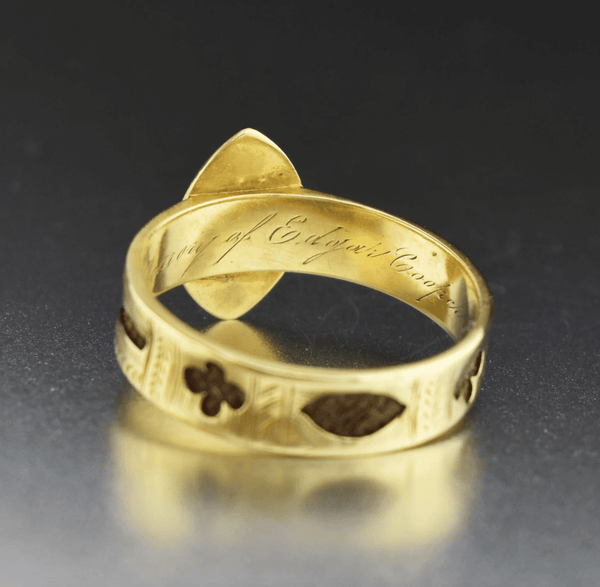 Antique Forget Me Not Pearl 15K Gold Ring - Boylerpf