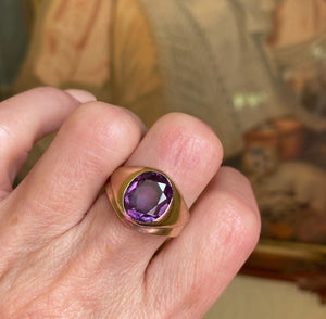 Fine Art Deco Color Change Sapphire Signet Ring, Sz 8.25 - Boylerpf