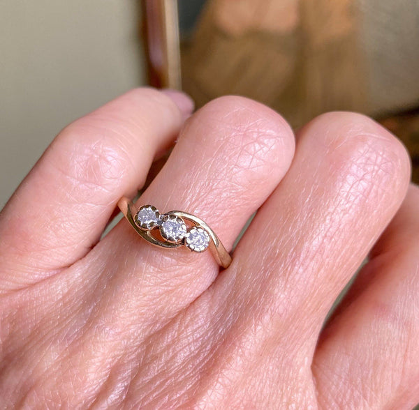 Vintage Diamond Three Stone Trilogy Engagement Ring - Boylerpf