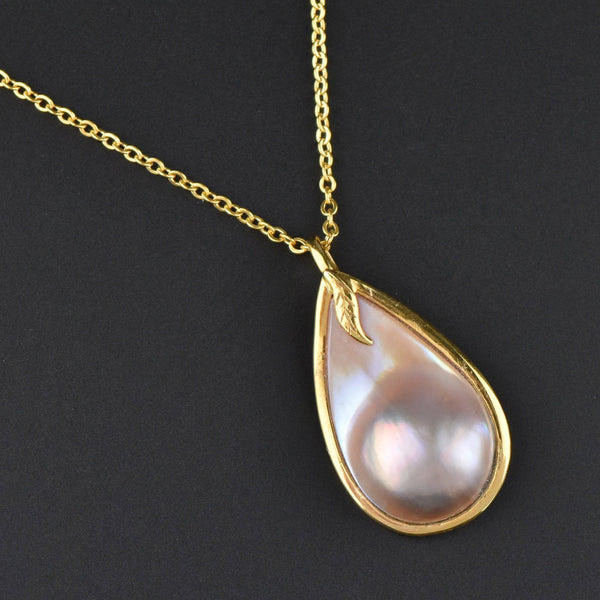 14K Gold Mabe Pearl Pendant Necklace ON HOLD - Boylerpf