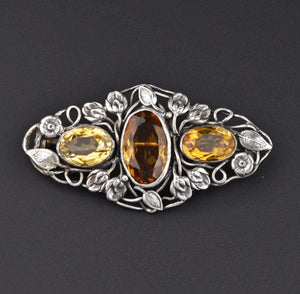 Vintage Art Nouveau Silver Topaz Brooch - ON HOLD - Boylerpf