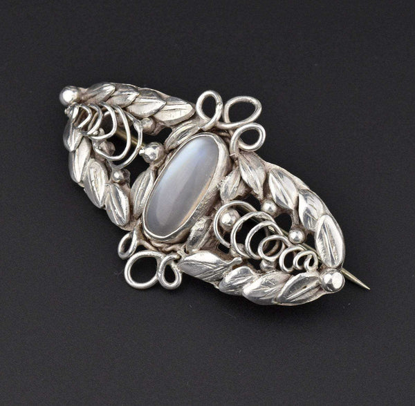 Arts & Crafts Silver Moonstone Brooch - Boylerpf