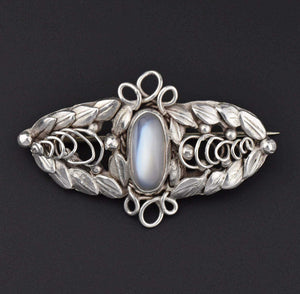 Arts & Crafts Silver Moonstone Brooch - Boylerpf