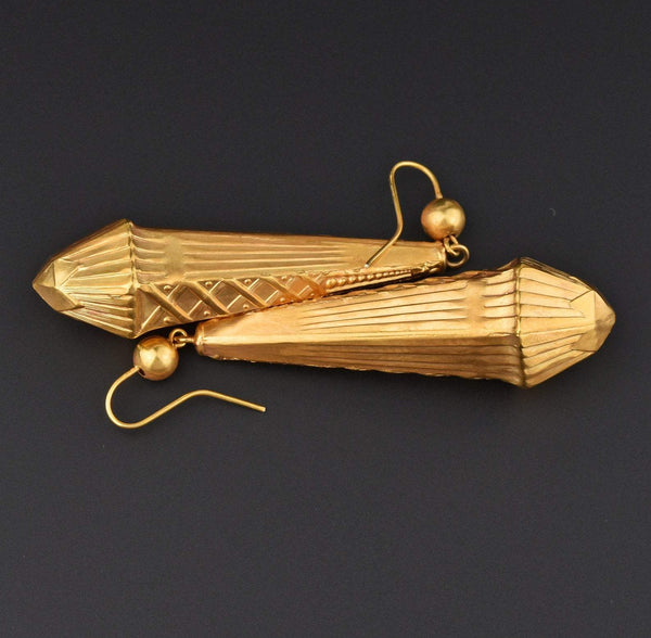 18K Gold Silver Large Art Nouveau Chandelier Earrings - Boylerpf