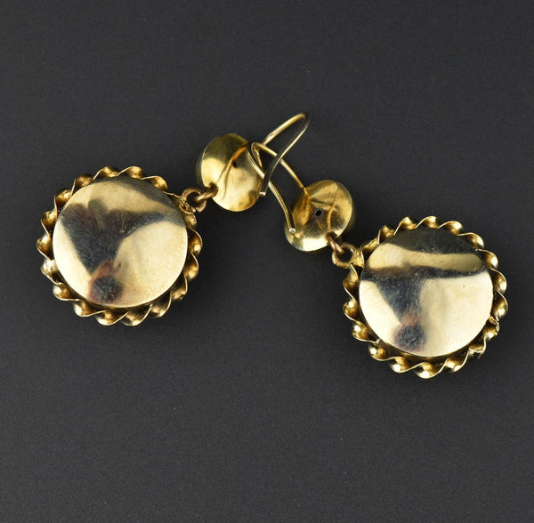 Vintage 18K Gold Banded Agate Earrings - Boylerpf