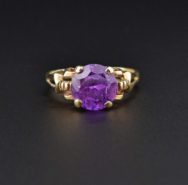 Art Deco Design 14K Gold Color Change Sapphire Ring - Boylerpf