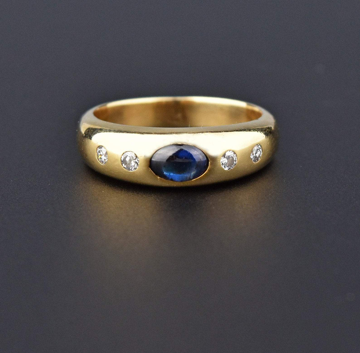 14K Gold Diamond Sapphire Cabochon Gypsy Ring – Boylerpf