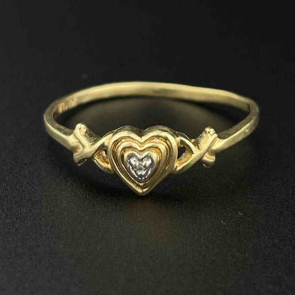 Vintage 10K Gold Diamond Hugs and Kisses Ring, Sz 8 - Boylerpf