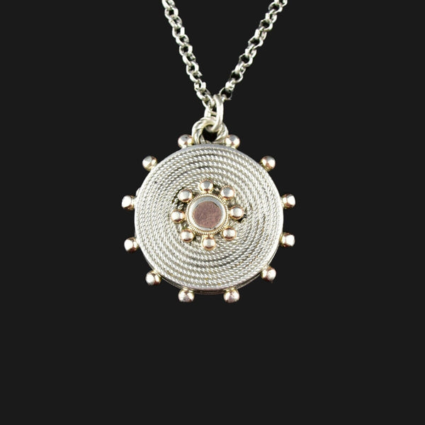 Victorian Engraved Silver Rose Gold Locket Necklace - Boylerpf