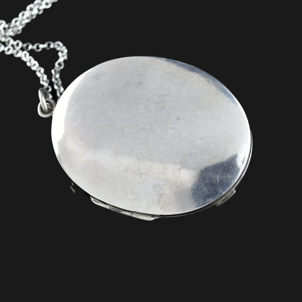 Antique Oval Sterling Silver Buckle Locket Necklace - Boylerpf