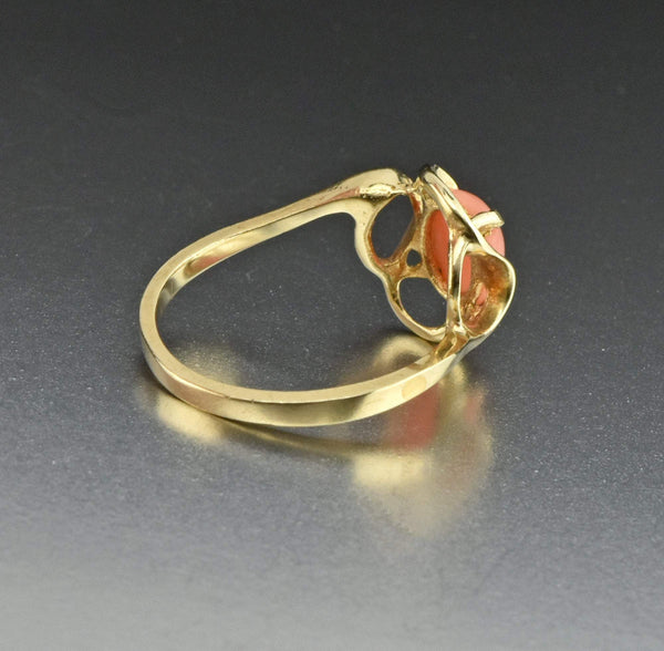 14K Gold Natural Gemstone Coral Ring - Boylerpf