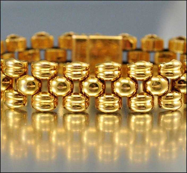 Vintage Swiss Gold Tank Tread Panther Link Bracelet - Boylerpf